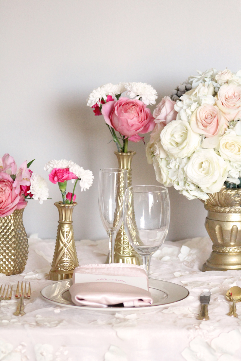 blush pink wedding reception table