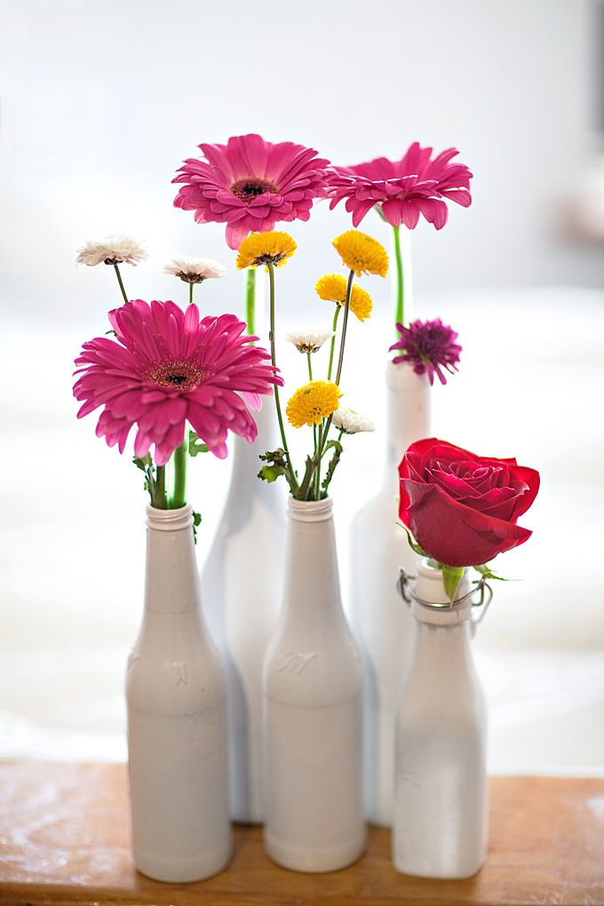 DIY Gerbera Daisies in Vases