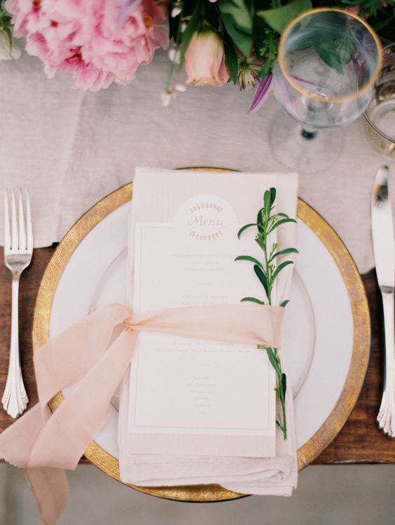 Wedding Table Setting Reception Ribbon | Basic Bash Events
